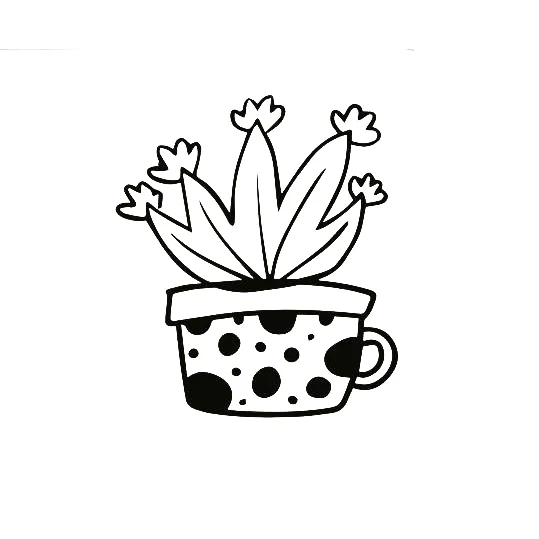 

New White / Black Cactus in a Cup Vinyl Car Stickers Art Bumper Decor Removable L375
