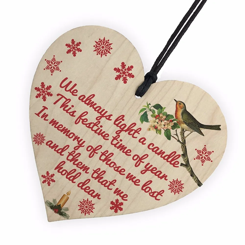

Light Candle Christmas Memorial Bereavement Robin Hanging Plaque Xmas Tree Decoration Sign Home DIY Decorations Card Gift