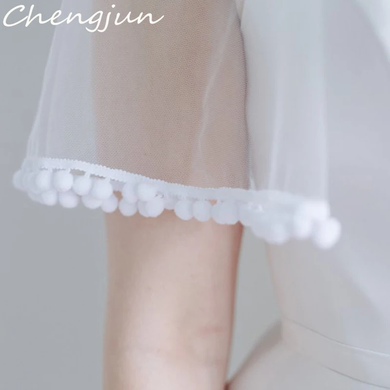 Chengjun элегантный один слой кружева край Короткие Тюль аксессуары для свадьбы свадебный вуаль