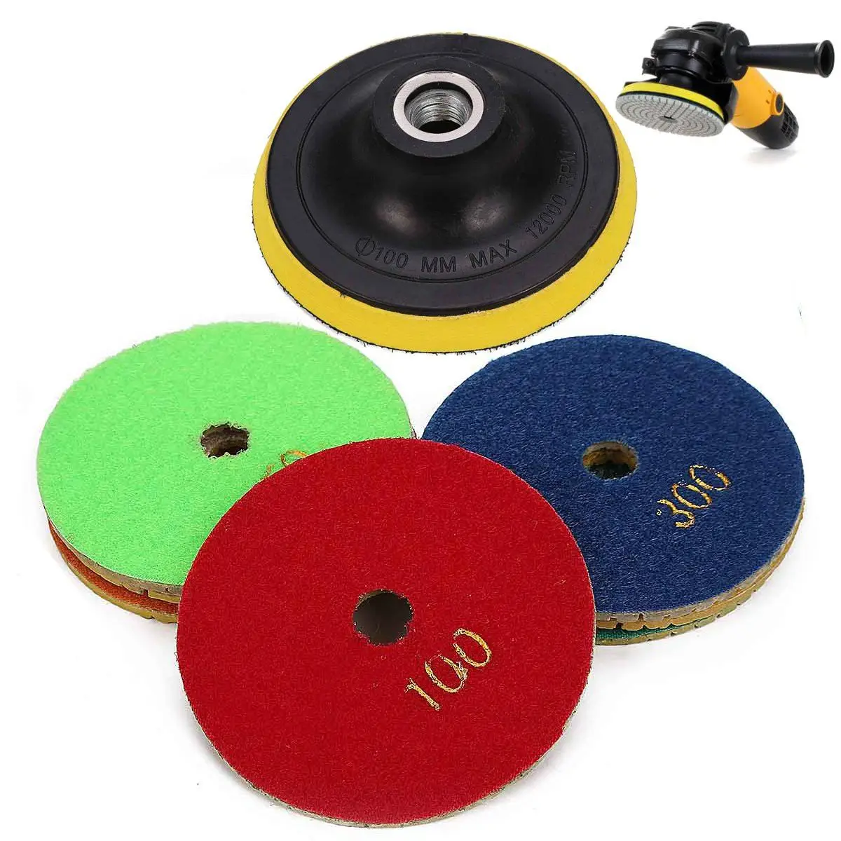 8Pcs/Set 100mm 4 inch Diamond Polishing Pad M14 Granite Marble Concrete