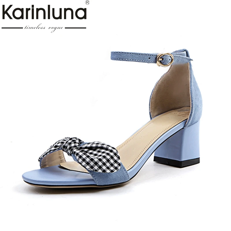 

KarinLuna Big Size 34-43 Kid Suede Leather Summer Sandals Shoes Woman Sweet Bow High Quality Women Shoes