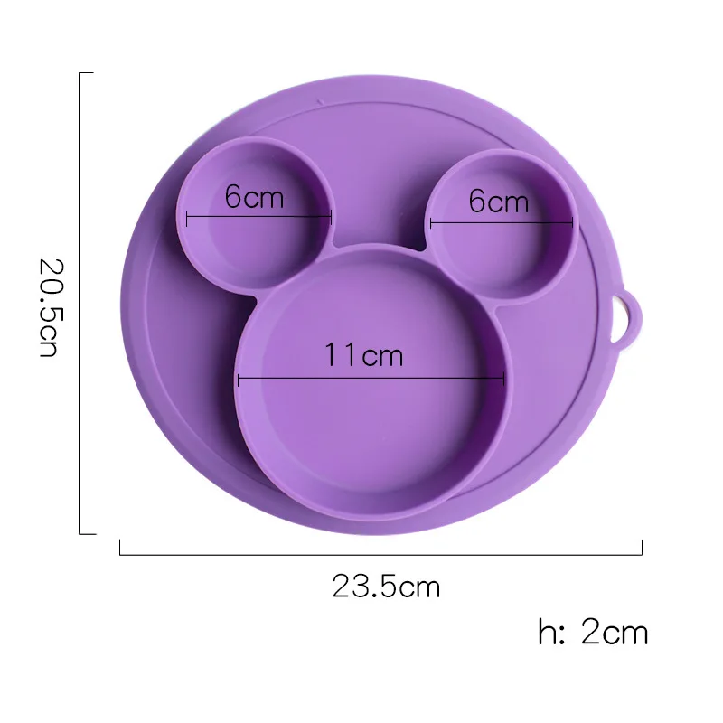 Детская безопасная силиконовая обеденная тарелка без BPA, однотонные детские блюда, присоска для малышей, обучающая посуда, милая детская