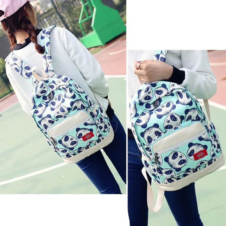Комплект детских рюкзаков с рисунком; школьная сумка для девочек-подростков; парусиновые рюкзаки с принтом панды; коллекция года; школьные сумки с граффити; рюкзак; W709Z