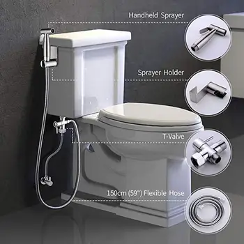 

Adjustable Stainless Steel Toilet Spray Gun Set Small Shower Bidet Toilet Spray Cleaning Gun Toilet Seat Nozzle Accessory