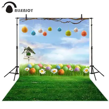 

Allenjoy Easter backdrops for photography eggs decoration flowers grass children photocall photobooth prop vinyl backgrounds