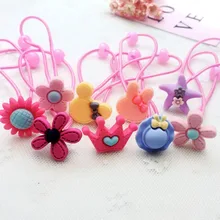 10 шт./компл. детская Милая заколка для волос для девочек с мультяшными животными, эластичная резинка на резиновой резинке, держатель для хвоста, вечерние аксессуары для волос