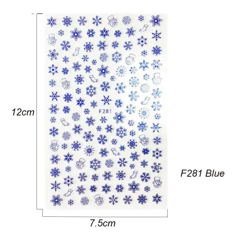 1 шт рождественские 3D наклейки для ногтей Наклейка Снежинка наклейки для ногтей наконечник золотой серебряный ноготь обертывание Маникюр украшения для ногтей TRF267-284-1 - Цвет: F281 Blue