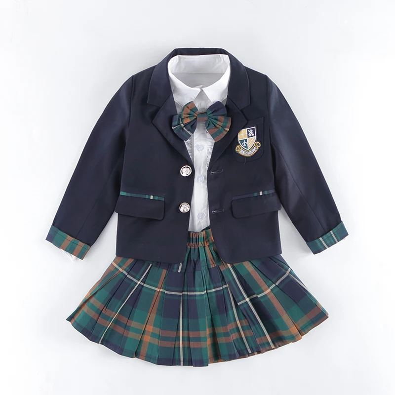 

Kids School Uniforms For Girls Boys School Uniform Suit Jackets Pockets New 2018 Cotton Skirt Jacket Pants School Uniform 2-10T