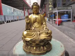 00003 Тибет Буддизм Латунь Медь ремесленного Амитабха Татхагата Будда Шакьямуни Статуя (B0328)