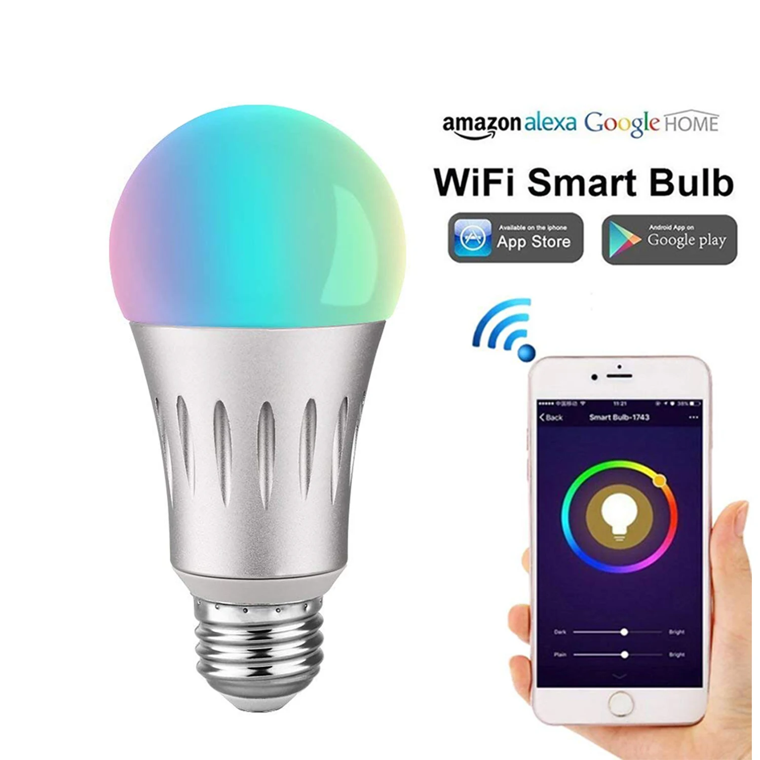 

Wifi Smart Light LED Bulbs LED Lamp 7W 60W E26 600LM Equivalent Smart Dimmable Warm White Color Work with Alexa,Google Assistant