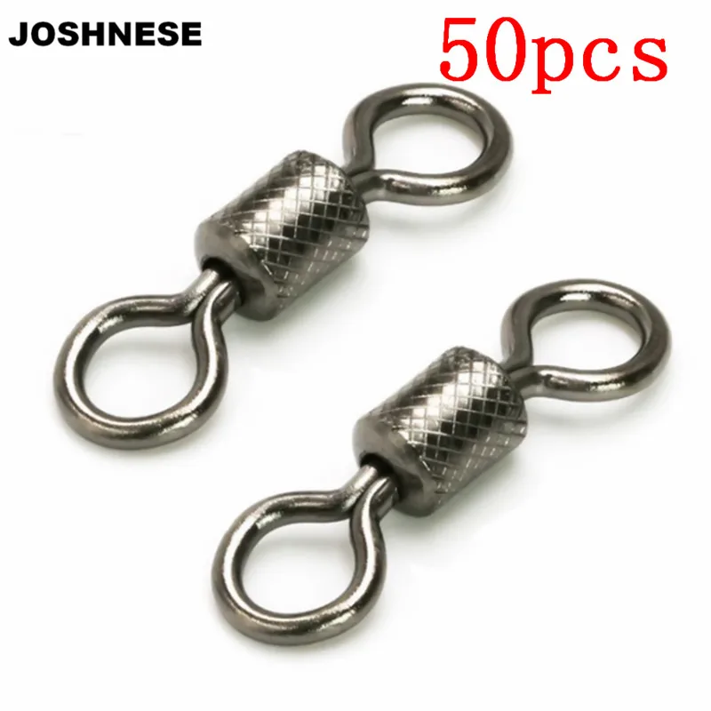 JOSHNESE 50pcs/pack 1/3/8 Ball Bearing Fishing Swivel with Safety