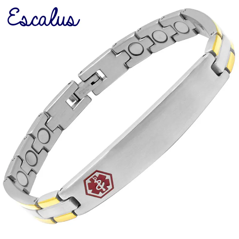 Escalus гравировка нержавеющая сталь медицинский оповещение ID женские магнитные браслеты продвижение кровообращение Анти Стресс браслет Шарм