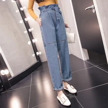 Большие размеры 5XL летние новые винтажные брюки винтажные джинсы с эластичной талией женские длинные брюки свободные джинсы с поясом