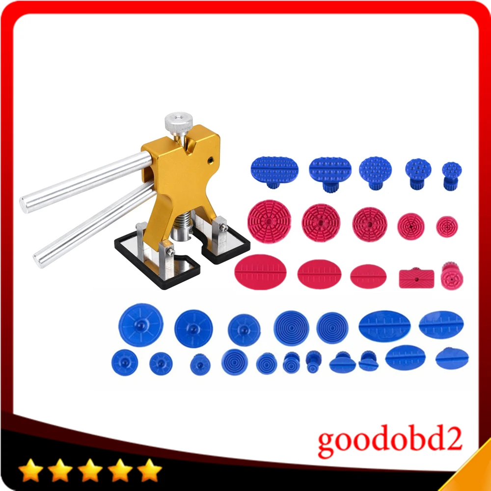 

PDR Tools Kit Paintless Dent Repair Tools Golden Dent Lifter + PDR Glue Tabs Auto Body Dent for Car Remove Dents