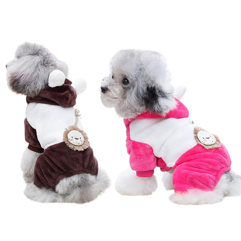 Милая хлопковая толстовка с капюшоном для домашних животных, костюм для собак, щенков, теплое утепленное пальто на осень и зиму