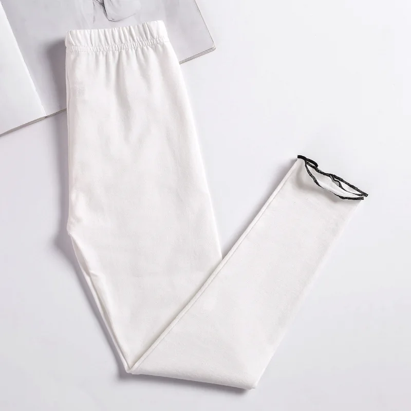 Леггинсы для девочек, летние хлопковые штаны для детей 6, 8, 10, 12 лет, детские леггинсы для девочек, детская одежда, Детские Капри, год, одежда для девочек-подростков - Цвет: WHITE leggings