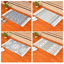 Винтаж персидский Стиль ручной работы из плетеной соломы Гостиная ковер с геометрическим принтом ручной работы индийский ковер в полоску мешок 60х90 печать коврик в богемном стиле