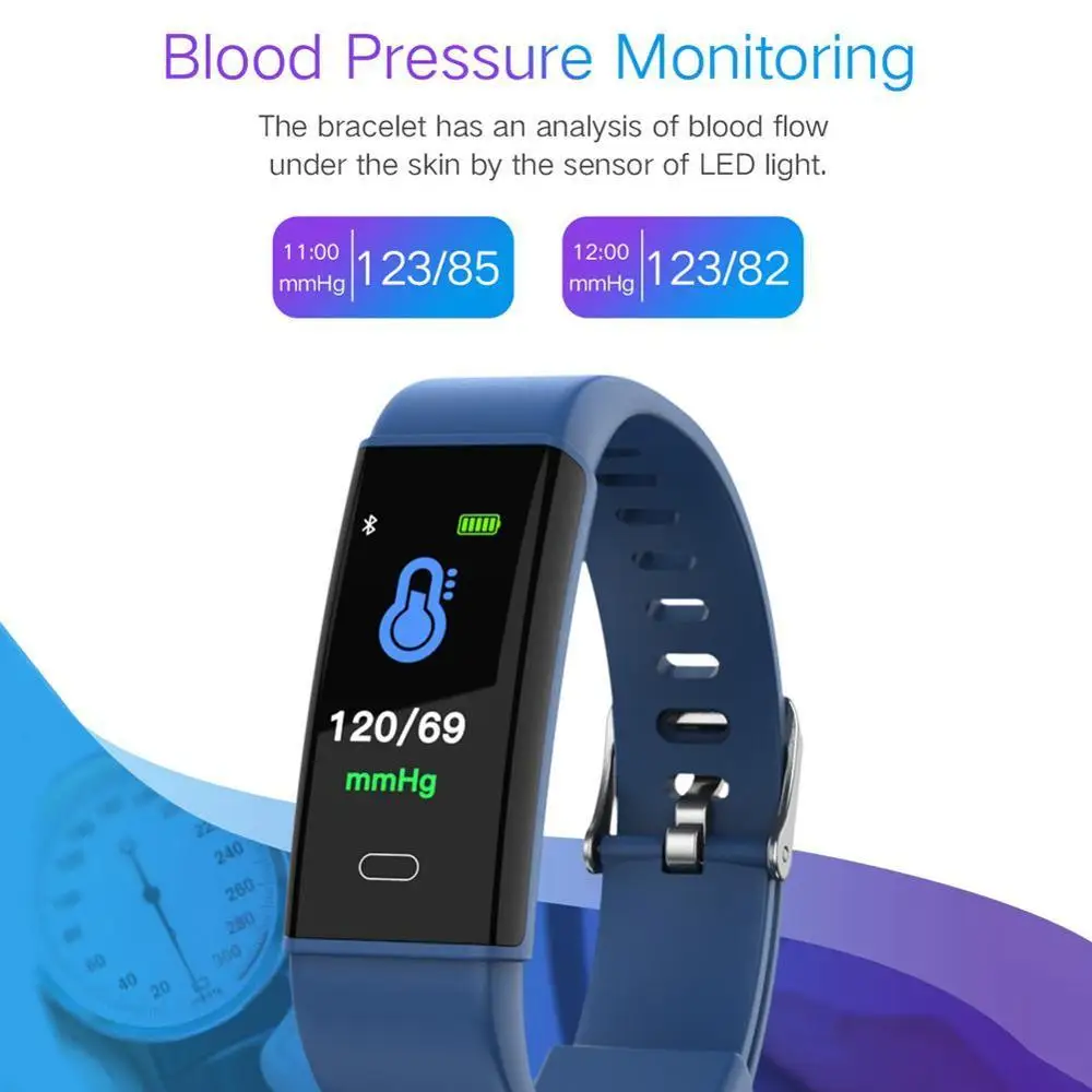 

Sport Smart Watch, Waterproof Smart Bracelet Fitness Tracker Blood Pressure Heart Rate Monitor Pedometer Smartband Wristband Spo