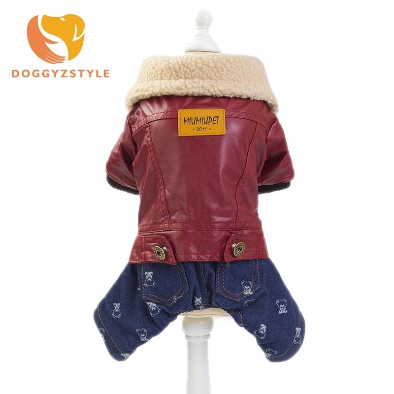 

Windproof PU Dog Jumpsuit Autumn Winter Warm Thickening Pet Overalls Clothes For Small Medium Dogs Chihuahua DOGGYZSTYLE