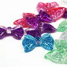 150 шт. разноцветные блестящие лук кулон Смола Кабошоны Gem Бисер 24 мм Прекрасный Kitty лук смолы плоской задней кабошон