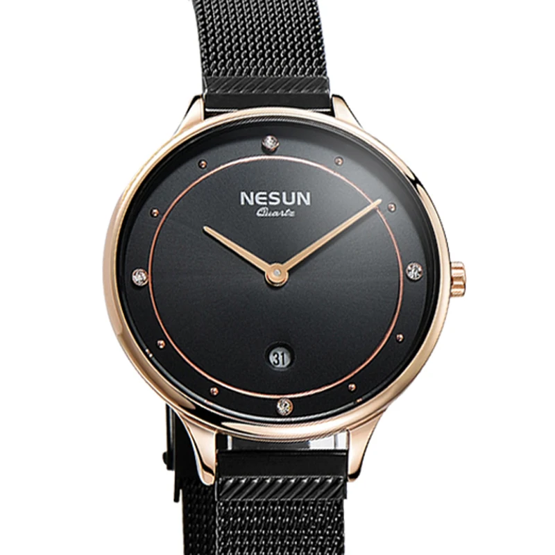 

Nesun Women's Watches Top Luxury Brand Japan Import Quartz Movement Pearl Relogio Feminino Clock Diamond Wristwatches N8805-2