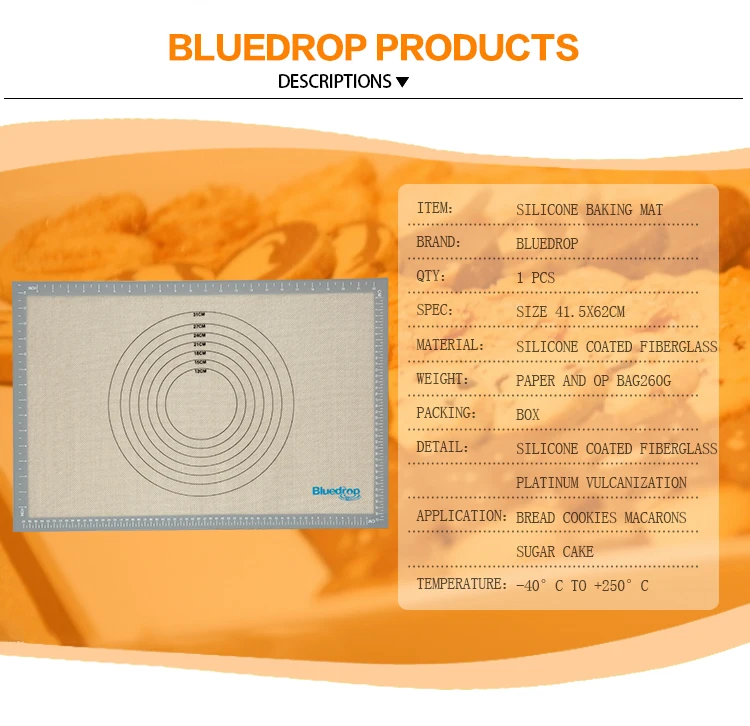 Bluedrop силиконовый слой против скольжения очень большое толстое антипригарное силиконовые коврик для выпечки для прокатки для теста пирога корка помадка для пиццы печенья