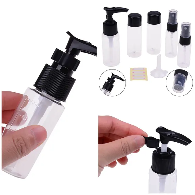 7Pcs/Set Portable Flight Travel Size Bottle Pack Liquid Containers