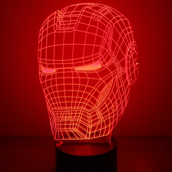 

3D LED Iron Man Mask Table Lamp USB Visual Luminaria Bedside Night Lights Decor Sleeping Light Fixture Creative Great Kids Gifts