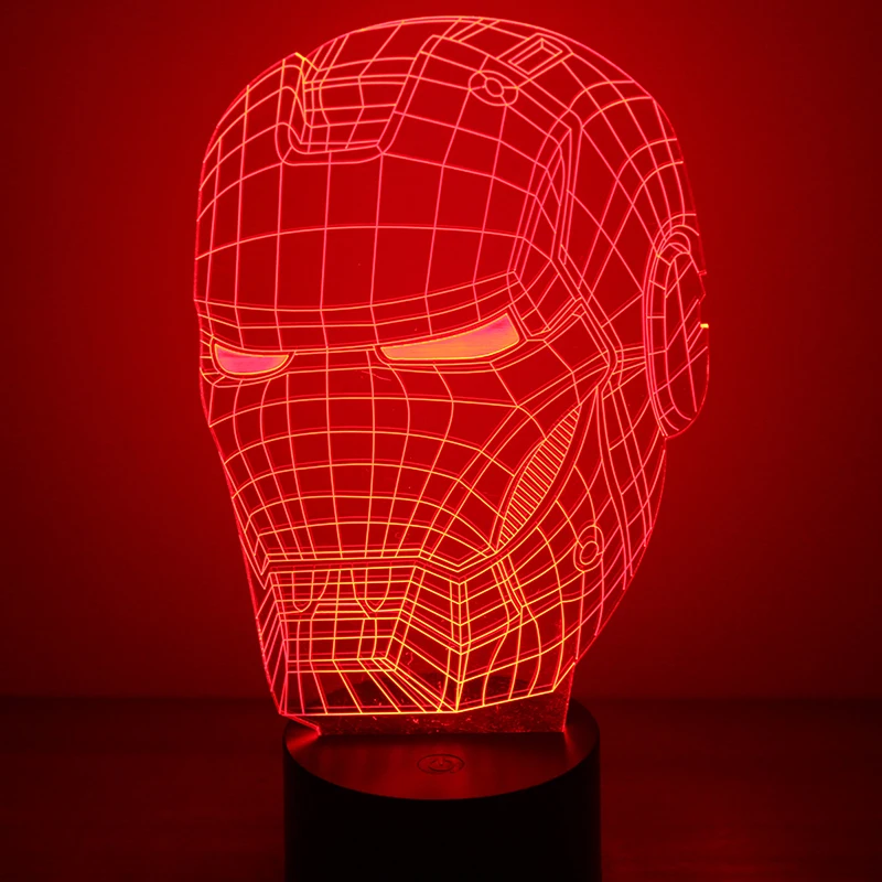 3D светодиодный Железный человек Маска настольная лампа USB визуальный Luminaria