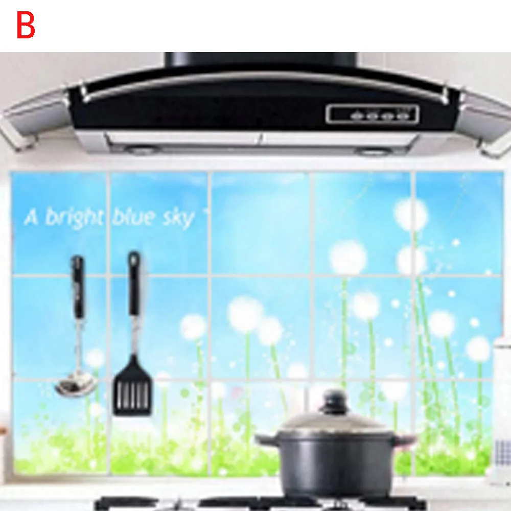 

Kitchen Oil Proof Waterproof Sticker Aluminum Foil Kitchen Stove Cabinet Stickers Self Adhesive Wallpapers DIY Wall Stickers
