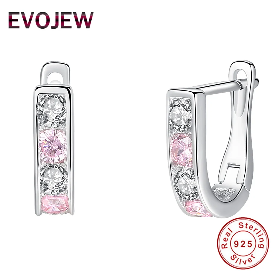 

EVOJEW 925 Sterling Silver Small Stud Earrings For Girls Children Baby Kids Clear Pink Crystal Small Earrings Fashion Jewelry