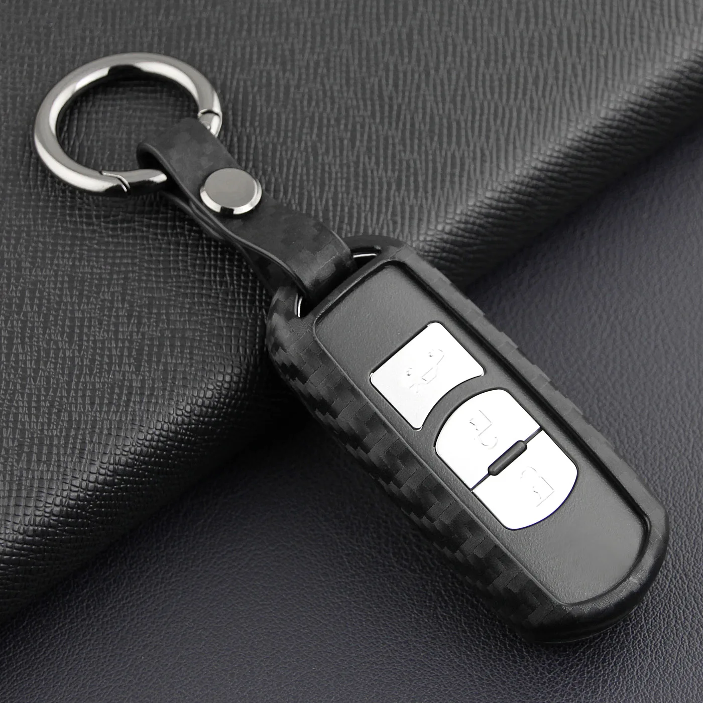 

For Mazda 2 3 6 CX-3 CX-5 CX-9 MX-5 BM GJ DK KE KF TC ND Accessories Scratch Proof Carbon Fiber Look Car Key Case Fob Holder Bag