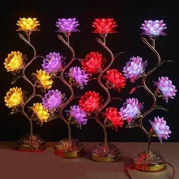 

colorful lotus lamp night light before the Buddha for the LED long light desk lamps Z16446