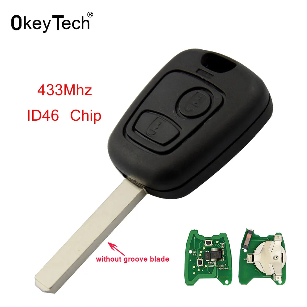 OkeyTech 2 кнопки дистанционного ключа 433 МГц для PEUGEOT 307 Citroen автомобиль Автозапуск ID46