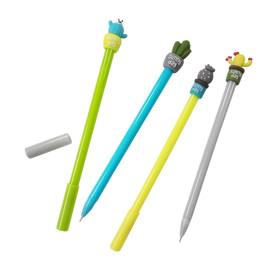 

1pcs/lot Pineapple Cactus Panda Sunny Day Gelatin Pen Yellow 0.5mm Plants Black Ink School Supplies