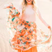 Длинная юбка летняя Женская Весенняя и летняя с принтом модная повседневная плиссированная богемная большая юбка Falda Rock Jupe Etekler Sijonas H26