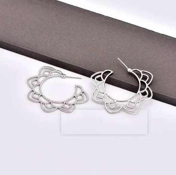 Серьги-гвоздики в виде цветов, круглые серьги, модные женские металлические серьги, ювелирные изделия, подарок E5324