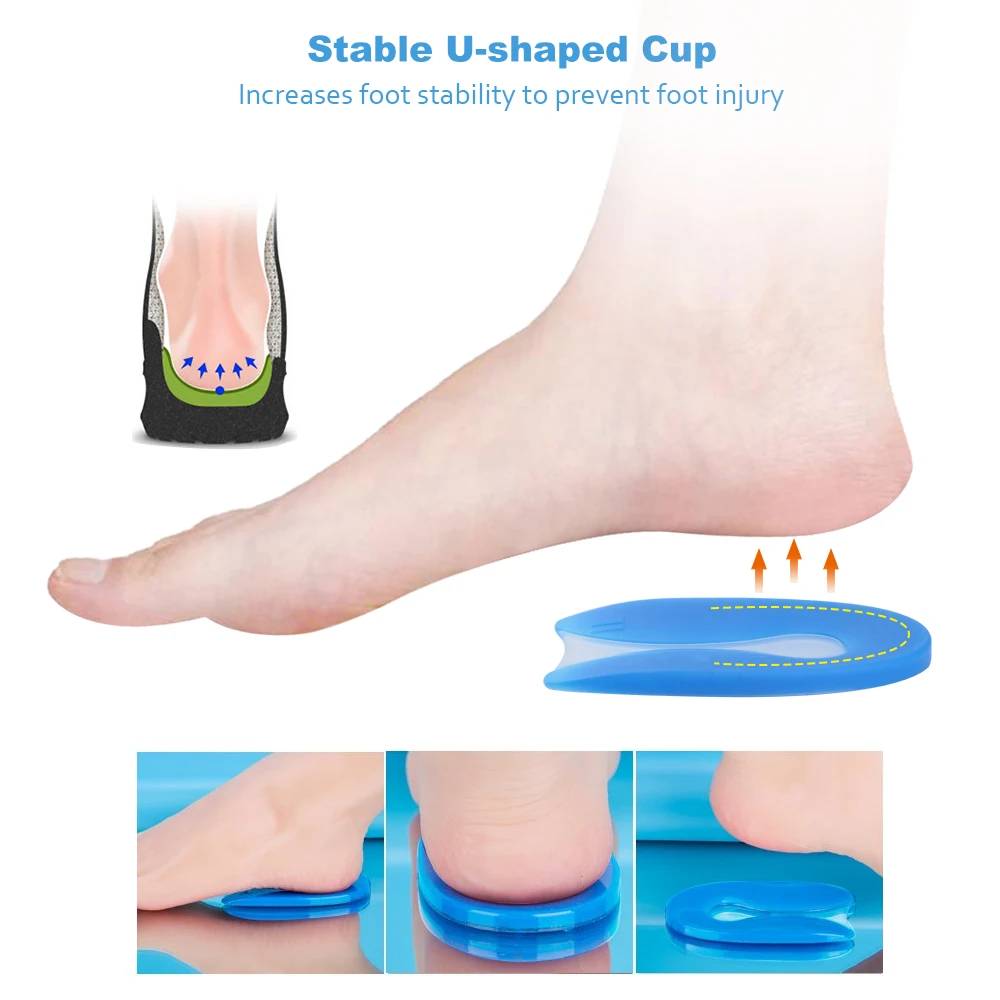Elino силиконовые стельки для мужчин и женщин Plantar Fasciitis U ShapeHeel протектор пятки Spur