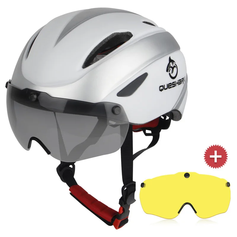 QUESHARK велосипедный шлем с Aero Goggles EPS велосипедные шлемы горная дорога велосипедные шлемы с ветрозащитными большими солнцезащитными очками - Цвет: WL
