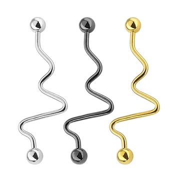 

European and American fashion stainless steel earnail rod large wave type earrod type ear clamp with ball earring accessories
