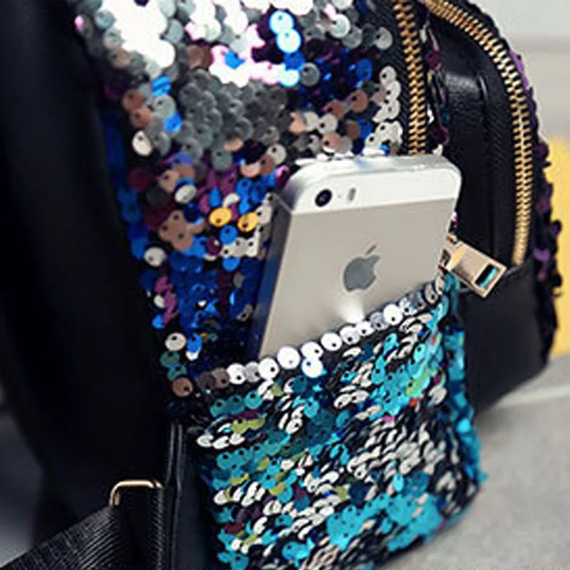 Women Sequined Backpack PU Leather Small Sequins Female Backpacks New Arrival Bling Designer Travel Girl Rucksack Mochila BP0198 (11)