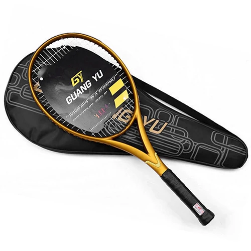 Углеродное волокно теннисные ракетки супер светильник 45-55 фунтов Профессиональный ракета Tenis ракетки для бадминтона теннисная ракетка - Цвет: Gold