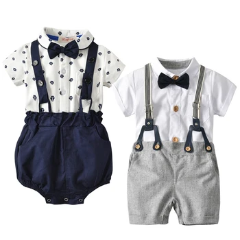 

Summer Newborn Boy Clothing Set Cotton Baby Rompers + Strap Shorts 3-24M Baby Suit Butterfly Bow Tie Infant Romper Kids Outwear