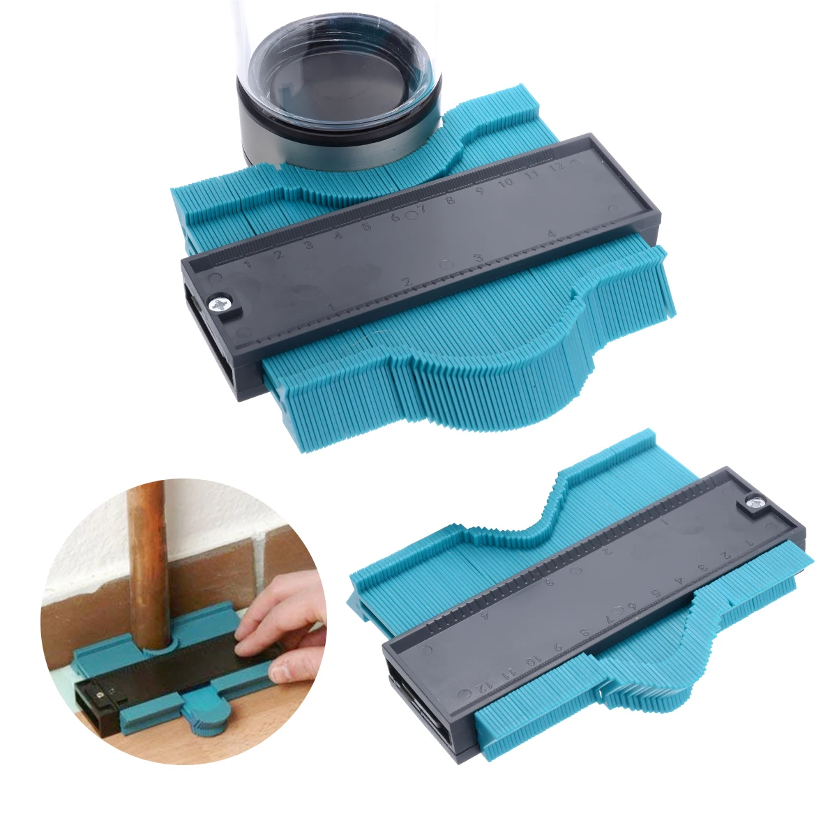 5 inch ABS Contour Profile Gauge Tiling Laminate Edge Shaping Measure Ruler Tool Multifunctional Wood Marking Tool For Carpentry