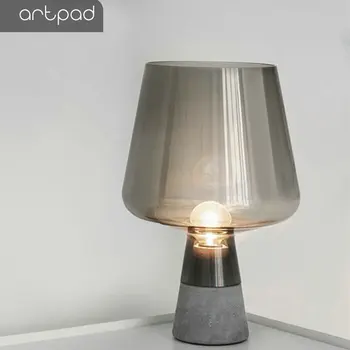 

Post Modern Art Designer Smoke Gray Amber Glass Table Lamp With EU/US Plug In Ceramic Base E27 Hotel LED Bedside Study Light