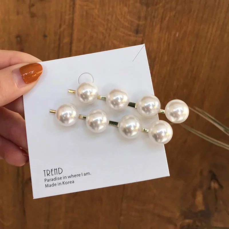 

Gilr's Sweet Fashion Cute Pearls Gold Barrettes Hair Pin Vintage Pearl Hair Accessories For Party Bridal's Wedding Jewelry