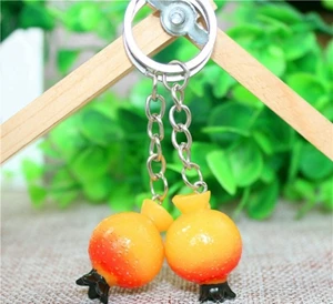 5 шт. милый 3D эмуляция фруктов брелок для ключей творческое яблоко/Арбуз/лимон/брелоки в форме киви держатель для ключей свежий фруктовый брелок - Цвет: Красный