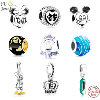 

Mickey Minnie Charms Fit Original Charms Bracelet Silver 925 Beads DIY Jewelry Making Berloque Christmas Gift
