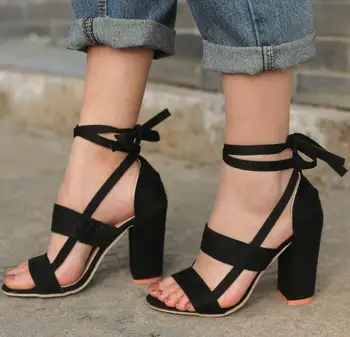 

Zapatos Mujer Fashion Ladies Summer Ankle Strap Sandals Chunky High Heels Women Pumps Gladiator Shoes Woman Lace Up N161111