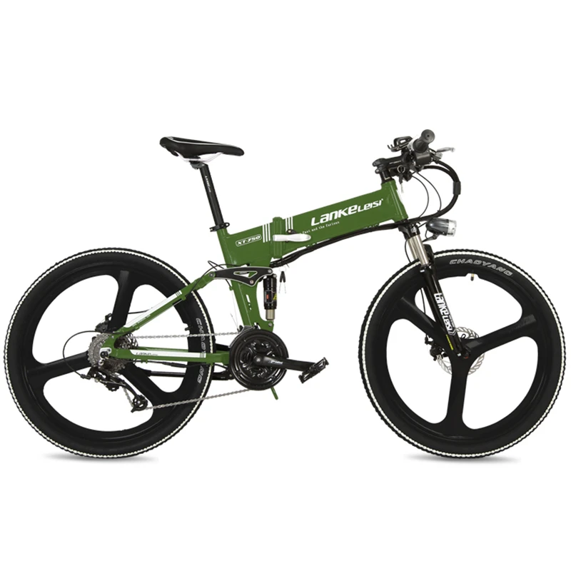 XT750D 27 скоростей 500 Вт Супер мощность высокого качества 2" складной электрический велосипед, 36 В Скрытая литиевая батарея горный велосипед MTB - Цвет: Green I